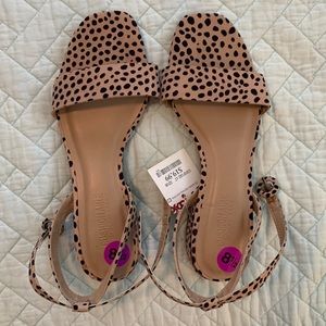NWT leopard print sandals with ankle straps. Size 8.5